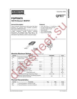 FQPF6N70 datasheet  
